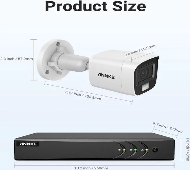 Alt view image 7 of 7 - ANNKE Home Wired Camera Security System with Audio, 8CH 3K Lite H.265+ AI DVR with 1 TB Hard Drive and 8 X 1080P IP67 Weatherproof Cameras with Dual Light, Human/Vehicle Detection, Color Night Vision