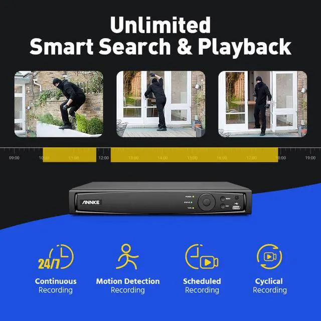 Alt view image 7 of 7 - ANNKE 8CH H.265+ 4K Outdoor  PoE Security Camera System, 12MP NVR and 4X 8MP Outdoor Bullet IP Cam, Two Way Audio, 4mm Lens, IP67, Smart Dual Light, Built-in Mic, AI Human/Vehicle Detection, 1TB HDD