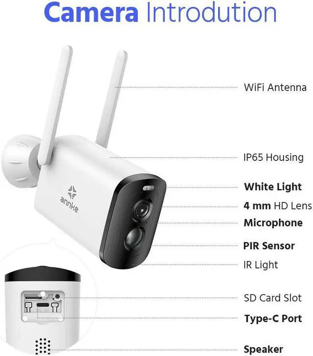 Alt view image 7 of 7 - ANNKE Wireless Security Camera Outdoor,4MP Dual Light WiFi Battery Camera with Solar Panel,IP65 Waterproof,Color Night Vision,AI Motion Human Detection,2-Way Talk