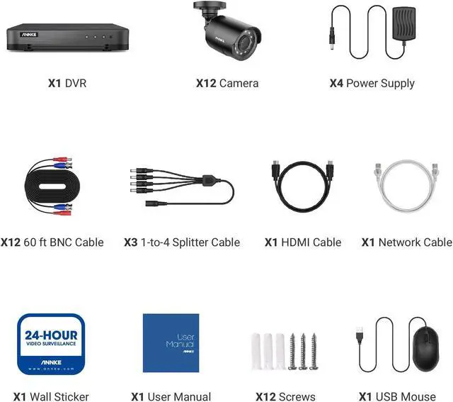 Alt view image 2 of 7 - ANNKE 2MP CCTV H.265+ Surveillance Camera System,16CH 5-in-1 DVR with 0TB HDD,12pcs Wired 1080p HD Bullet Cameras with IR 100ft Night Vision, Motion Alerts, IP66 Waterproof, Security Kit, Remote Acces