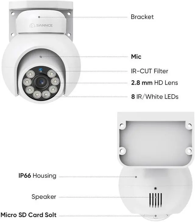 Alt view image 7 of 7 - SANNCE 4K 2PCS PoE IP Dome Camera with Microphone/Audio,  Security Camera Outdoor Night Vision 100ft Waterproof IP66 Indoor Wide Angle 2.8mm 24/7 Recording Add-on Camera, Vehicle and Pedestrian Inspe