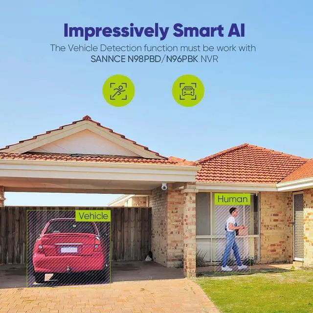 Alt view image 2 of 7 - SANNCE 4K PCS PoE Dome Camera with Microphone/Audio, Security Camera Outdoor Night Vision 100ft Waterproof IP66 Indoor Wide Angle 2.8mm 24/7 Recording Add-on Camera, Vehicle and Pedestrian Inspe 4