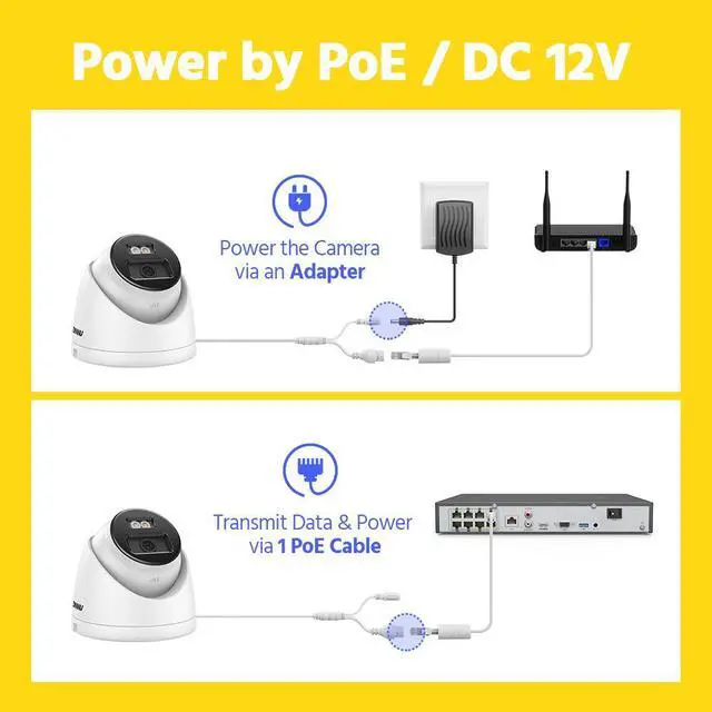 Alt view image 5 of 7 - ANNKE 4K PoE Security Camera, Outdoor Turret Surveillance Wired Cameras for Home Security, AI Human/Vehicle Detection, Smart Dual Light, Color Night Vision, 120 dB WDR, 4mm Lens, Built-in Mic