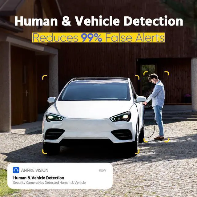 Alt view image 2 of 7 - ANNKE 4K PoE Security Camera, Outdoor Turret Surveillance Wired Cameras for Home Security, AI Human/Vehicle Detection, Smart Dual Light, Color Night Vision, 120 dB WDR, 4mm Lens, Built-in Mic