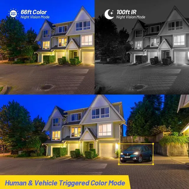 Alt view image 4 of 7 - ANNKE 4K PoE Security Camera, Outdoor Turret Surveillance Wired Cameras for Home Security, AI Human/Vehicle Detection, Smart Dual Light, Color Night Vision, 120 dB WDR, 4mm Lens, Built-in Mic