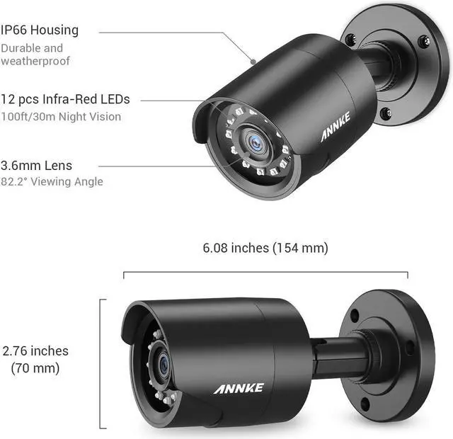 Alt view image 2 of 7 - ANNKE 4 Pack 1080P HD TVI Home Security Camera Outdoor Indoor, 1920TVL, IP66 Waterproof, 100 ft Night/Day Vision, Surveillance CCTV 2MP Bullet Camera