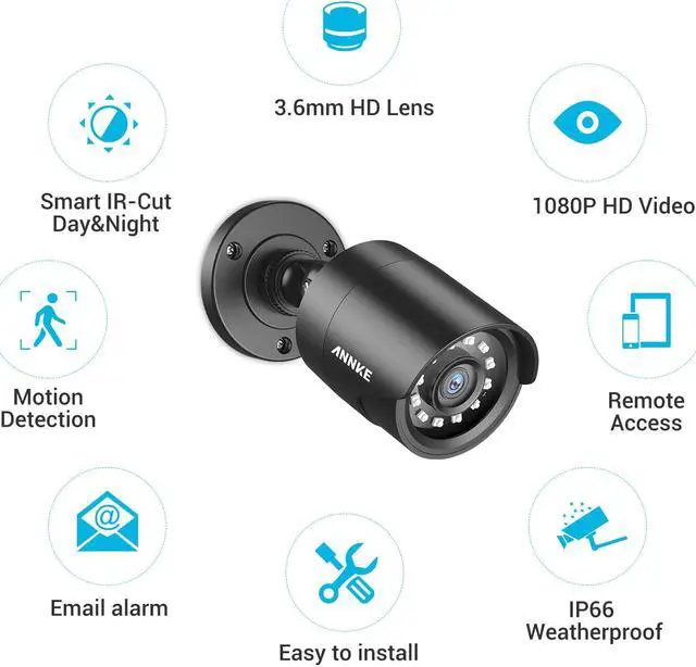 Alt view image 7 of 7 - ANNKE 4 Pack 1080P HD TVI Home Security Camera Outdoor Indoor, 1920TVL, IP66 Waterproof, 100 ft Night/Day Vision, Surveillance CCTV 2MP Bullet Camera