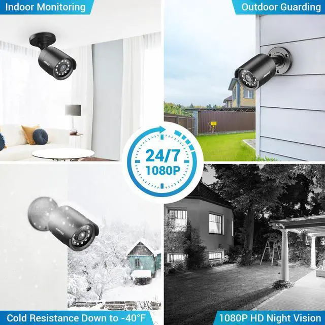 Alt view image 4 of 7 - ANNKE 4 Pack 1080P HD TVI Home Security Camera Outdoor Indoor, 1920TVL, IP66 Waterproof, 100 ft Night/Day Vision, Surveillance CCTV 2MP Bullet Camera
