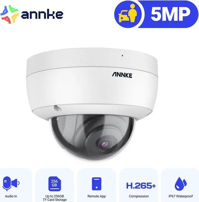 Main image of ANNKE Dome 5MP Poe Security IP Camera Super HD H.265+ with 100 ft EXIR 2.0 Night Vision,120 dB WDR & 3D DNR, Support 256 GB TF Card, Remote Access Built-in Mic, IP67 Weatherproof
