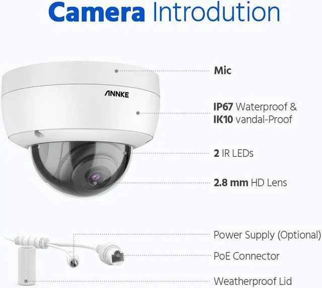 Alt view image 7 of 7 - ANNKE 4PCS Dome 5MP Poe Security IP Camera Super HD H.265+ with 100 ft EXIR 2.0 Night Vision,120 dB WDR & 3D DNR, Support 256 GB TF Card, Remote Access Built-in Mic, IP67 Weatherproof