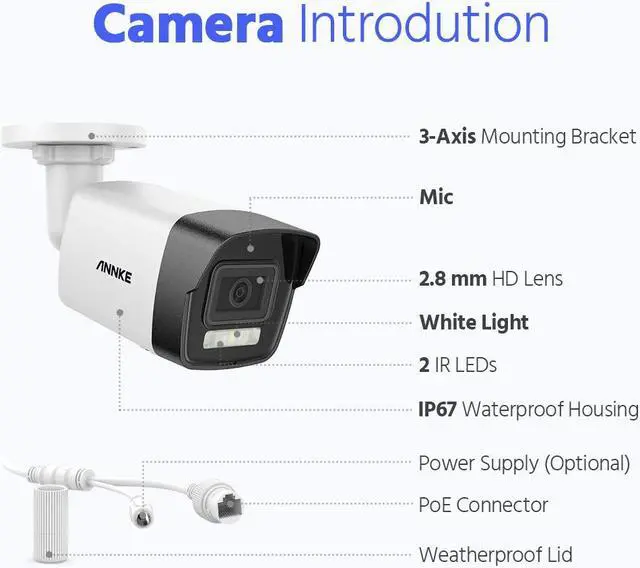 Alt view image 2 of 7 - ANNKE New AC500 IP PoE Camera - 3K Ultra HD, Color Night Vision with Spotlight, IP67 Outdoor Bullet Surveillance Camera with Person Vehicle Detection, for Home Business Security