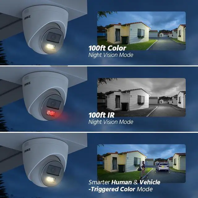 Alt view image 2 of 7 - ANNKE 3K PoE Security Camera, Outdoor Turret Surveillance Wired Cameras for Home Security, AI Human/Vehicle Detection, Smart Dual Light, Color Night Vision, 120 dB WDR, 2.8mm Lens, Built-in Mic