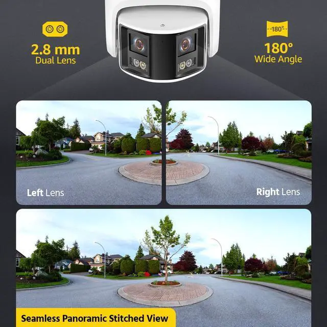 Alt view image 3 of 7 - ANNKE PoE Security Camera Outdoor with Dual Lens 180° Filed of View, 6MP IP Surveillance Camera Support Color Night Vision, Person/Vehicle Detection, Two-Way Talk, Built-in SD Card Slot