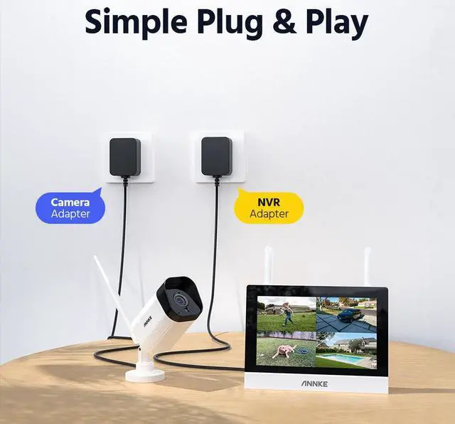 Alt view image 7 of 7 - ANNKE Wireless Security Camera System with 7" HD Monitor, 4CH Expandable Home Surveillance System, IP66 Weatherproof 2pcs 5MP Indoor Outdoor Cameras, Night Vision, Motion Detection, No HDD, Bidirectio
