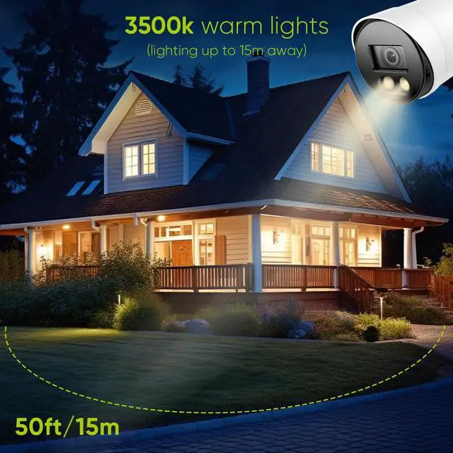 Alt view image 6 of 7 - SANNCE 2pcs 4-channel Full Color Night vision 1080P TVI Bullet Security Camera System,2 Warm Lights,IP66 Weatherproof for Indoor and Outdoor Use, 100ft Clear Full Color Night Vision