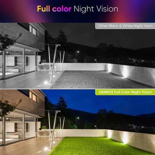 Alt view image 2 of 7 - SANNCE 2pcs 4-channel Full Color Night vision 1080P TVI Bullet Security Camera System,2 Warm Lights,IP66 Weatherproof for Indoor and Outdoor Use, 100ft Clear Full Color Night Vision