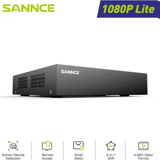 Main image of SANNCE 1080P 8 Channel Security DVR - Hybrid 5-in-1 Video Recorder, Smart Motion Detection, Smart Playback & USB Backup, Remote Viewing, 24/7 Record, Human Detection, NO HDD