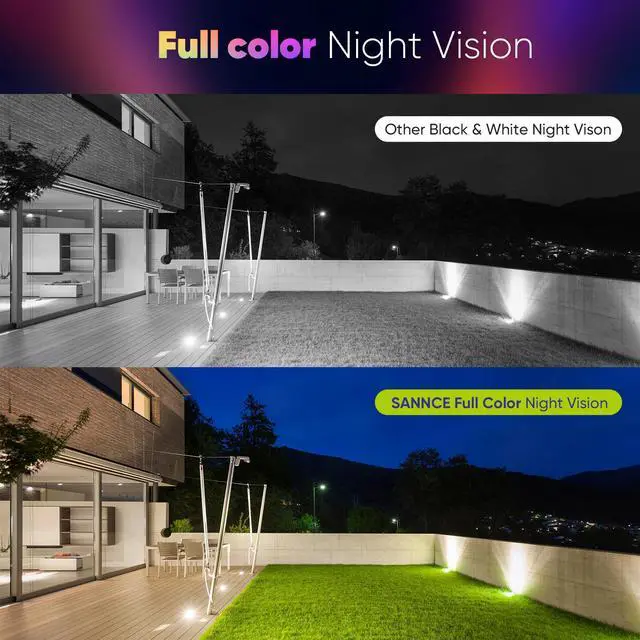 Alt view image 2 of 7 - SANNCE CCTV Security Camera System 1080P 100ft Full Colour Night Vision, 8 Channel Digital Video Recorder DVR, 4PCS Surveillance Bullet Cameras Outdoor IP66, Motion Detection, 2 Warm Lights, No HDD
