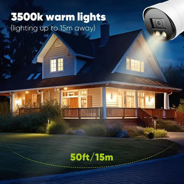 Alt view image 6 of 7 - SANNCE CCTV Security Camera System 1080P 100ft Full Colour Night Vision, 8 Channel Digital Video Recorder DVR, 4PCS Surveillance Bullet Cameras Outdoor IP66, Motion Detection, 2 Warm Lights, No HDD