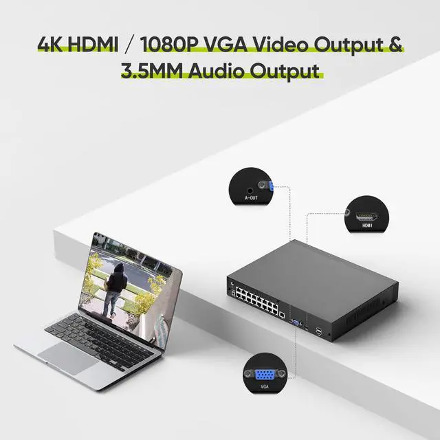 Alt view image 3 of 7 - SANNCE H.265+ 4K PoE CCTV NVR 16 Channel Home Security Camera System with 2TB Hard Drive, Supports 8MP/5MP/4MP/1080P HD IP Cams 24/7 Surveillance Recording, Motion/Vehicle Detection