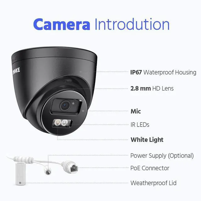 Alt view image 7 of 7 - ANNKE AC500 3K PoE Security Camera, Outdoor Surveillance Wired Cameras for Home Security, AI Human/Vehicle Detection, Smart Dual Light, Color Night Vision, 120 dB WDR, 2.8mm Lens, Built-in Mic-Black