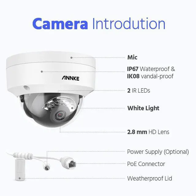 Alt view image 7 of 7 - ANNKE 3K IP 4PCS Camera, H.265+ 5MP Dome PoE Camera, AI Human Vehicle Detection, Outdoor Security Camera w/Audio, 100 FT EXIR 2.0 Night Vision, Smart Dual Light, Built-in microphone, IP67
