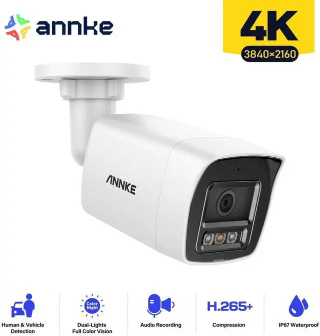 Main image of ANNKE C800 4K 8MP PoE Security Camera with AI Human/Vehicle Detection, H.265+ Bullet IP Outdoor Camera FOV 96° Wide Angle 4mm Lens, Built-in Mic & SD Card Slot, IP67, 100 ft Night Vision