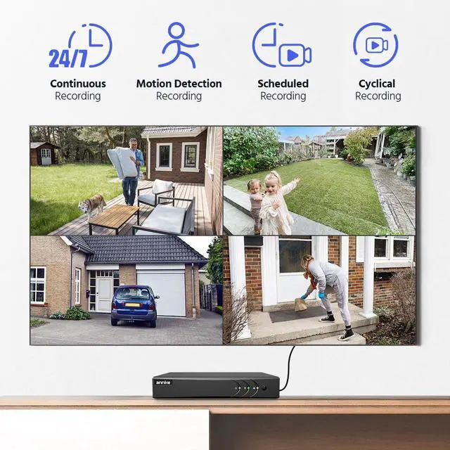 Alt view image 6 of 7 - ANNKE 2MP Security Camera System, 8 Channel 3K Lite DVR Recorder with AI Motion Detection, 4X 1080P Add-on Wired Cameras with 65ft IR Night Vision, IP67, 3.6mm Lens, 0TB HDD, Black