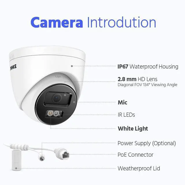 Alt view image 7 of 7 - ANNKE 12MP 4PCS Security PoE IP Camera Outdoor, 134° Wide Angle Surveillance Dome Camera with Smart AI, Spotlight Color Night Vision, IP67 Weatherproof, Up to 512GB microSD Card, Turret Cameras