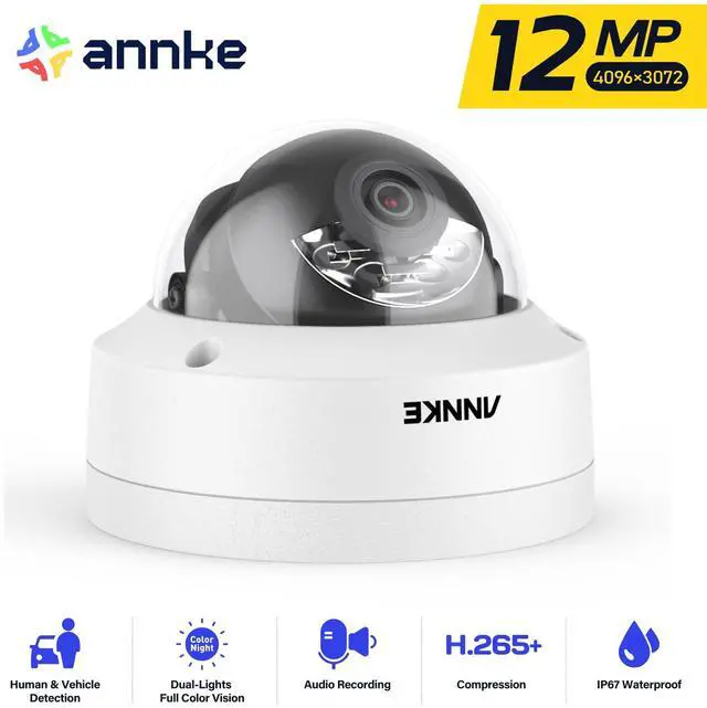 Main image of ANNKE 12MP PoE IP Security Camera Outdoor, Dome Camera for Home Surveillance, Human/Vehicle Detection, Spotlight Color Night Vision, 2.8mm Wide Angle, Up to 512GB microSD Card