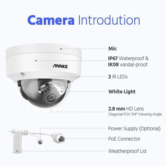 Alt view image 7 of 7 - ANNKE 12MP 4PCS PoE IP Security Camera Outdoor, Dome Camera for Home Surveillance, Human/Vehicle Detection, Spotlight Color Night Vision, 2.8mm Wide Angle, Up to 512GB microSD Card