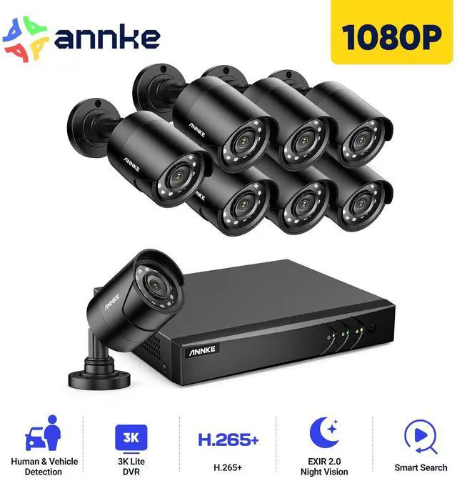 Main image of ANNKE 16CH 3K Lite FHD AI Surveillance Security Camera System with 0TB HDD and 8X 2MP Outdoor Weatherproof CCTV Cameras, Smart Human Vehicle Detection, Day/Night Vision, Smartphone Remote View
