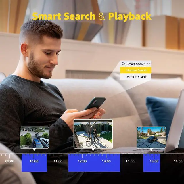 Alt view image 6 of 7 - ANNKE 8CH Wired Outdoor Security Camera System with AI Human/Vehicle Detection, 4K H.265+ 5-in-1 DVR and 4x2MP Cameras, Email Alert with Snapshots, 2TB HDD, 66ft Night Vision, Smart Dual Light, White