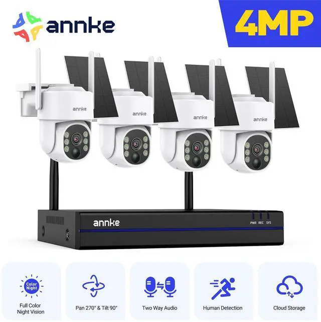 Main image of ANNKE 4MP Ultra HD 16 Channel 4 Cameras Wireless NVR Security System, 2.4/5.8G Dual-Band WiFi, Human Motion Detection, Two-Way Audio, Night Vision, Works with Alexa, 0TB HDD