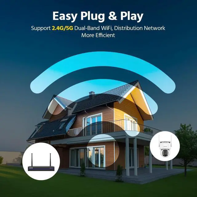 Alt view image 5 of 7 - ANNKE 4MP Ultra HD 16 Channel 8 Cameras Wireless NVR Security System, 2.4/5.8G Dual-Band WiFi, Human Motion Detection, Two-Way Audio, Night Vision, Works with Alexa, 4TB HDD