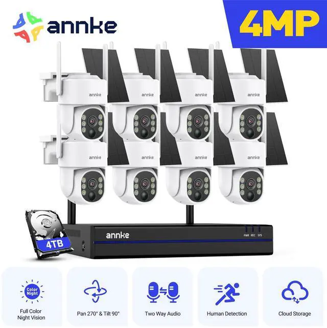 Main image of ANNKE 4MP Ultra HD 16 Channel 8 Cameras Wireless NVR Security System, 2.4/5.8G Dual-Band WiFi, Human Motion Detection, Two-Way Audio, Night Vision, Works with Alexa, 4TB HDD