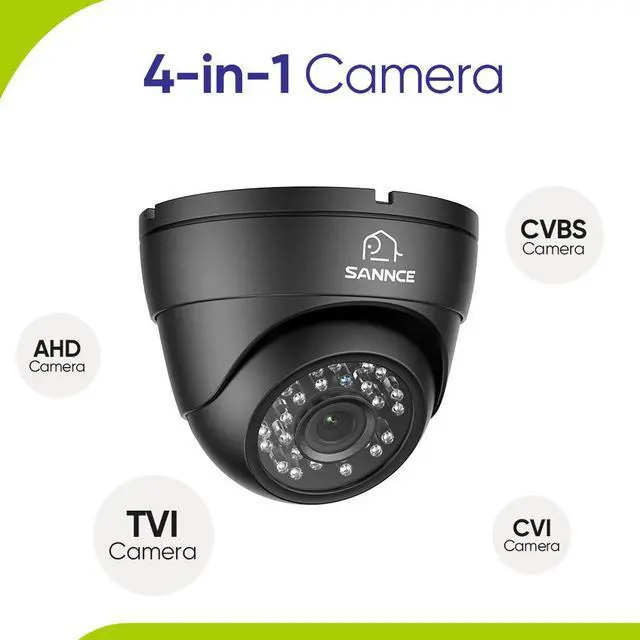 Alt view image 3 of 7 - SANNCE 2MP CCTV 4in1Security Camera, Dome Surveillance Camera with 100ft Night Vision, IP66 Waterproof for 960H,720P,1080P,5MP,4K Analog Security DVR, Turret Surveillance Cameras