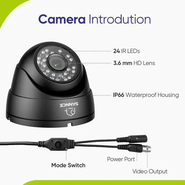 Alt view image 7 of 7 - SANNCE 2MP CCTV 4in1Security Camera, Dome Surveillance Camera with 100ft Night Vision, IP66 Waterproof for 960H,720P,1080P,5MP,4K Analog Security DVR, Turret Surveillance Cameras