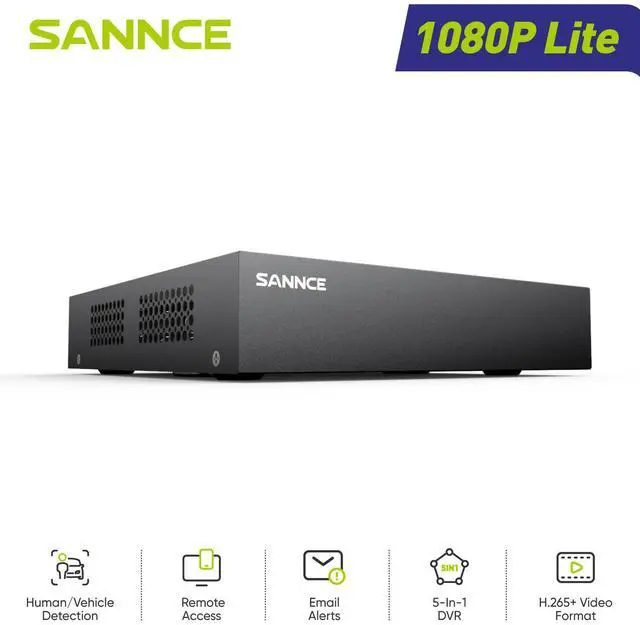 Main image of SANNCE 8-Channel 1080P Wired Home Surveillance Security Camera System DVR Recorder with Human Detection, Standalone DVR Video Recorder CCTV Support 5-in-1 CVBS/AHD/TVI/CVI/IP