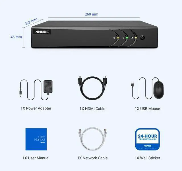 Alt view image 7 of 7 - ANNKE 3K Lite H.265+ Security DVR Recorder with AI Human/Vehicle Detection, 8CH Hybrid 5-in-1 CCTV DVR for Surveillance Camera, Supports 8CH Analog and 2CH IP Cameras, Remote Access