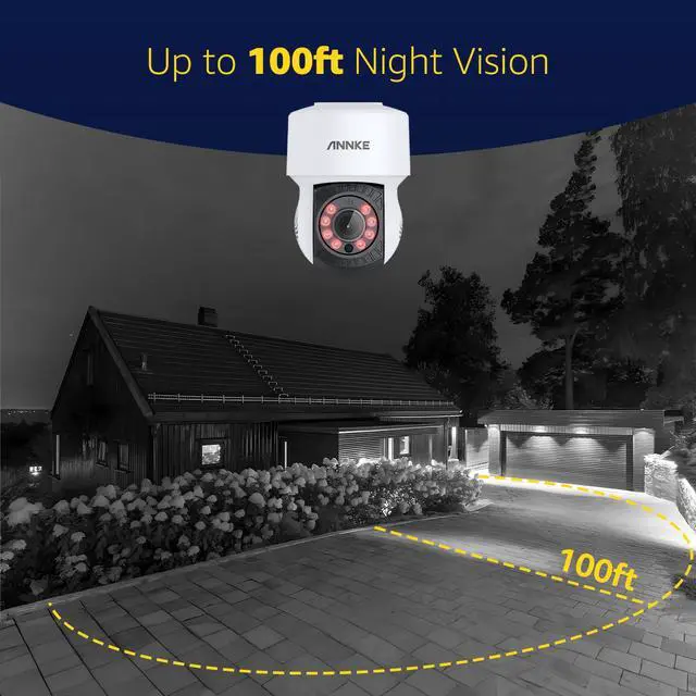 Alt view image 4 of 7 - ANNKE 1080P 2MP AHD CCTV Home Surveillance Dome PT Wired Camera with 350° pan and 90° tilt, 100ft IR Night Vision, IP65 Weatherproof Security AddOn Cam for Outdoor Use, Wide Compatibility - APT200