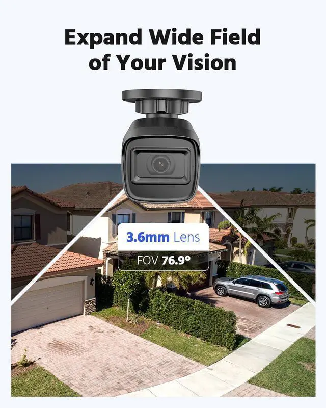 Alt view image 3 of 6 - ANNKE 2MP Wired Security Camera, 1080P (1920X1080) HD TVI Add-on Outdoor CCTV Bullet Cameras, 100ft Night Vision, 3.6mm Lens, IP67 Weatherproof for Home & Business Surveillance, 4 Pack, Black