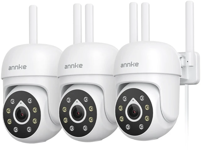 Main image of ANNKE 5MP Outdoor Security Camera, 360° Pan/Tilt, Plug-in WiFi Camera,3-Pack