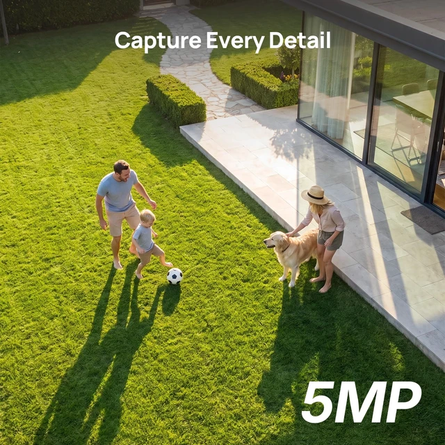 Alt view image 2 of 7 - 5MP WiFi Pan Tilt Camera, Sound & Human Motion Detection, Color Night Vision, One-Touch Alarm, Two-Way Audio, Cloud & Max. 128 GB Local Storage, Works with Alexa