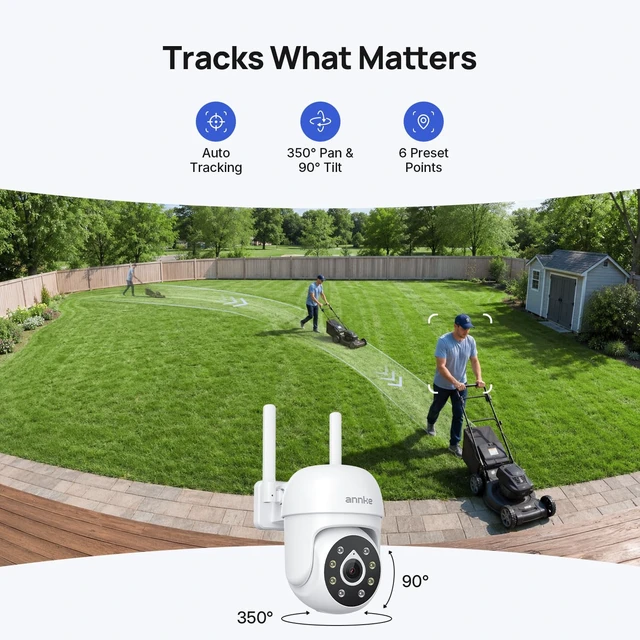 Alt view image 3 of 7 - 5MP WiFi Pan Tilt Camera, Sound & Human Motion Detection, Color Night Vision, One-Touch Alarm, Two-Way Audio, Cloud & Max. 128 GB Local Storage, Works with Alexa