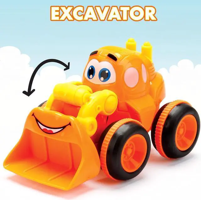 Alt view image 2 of 7 - Toys for 3 Year Old Boy - 3 Friction Powered Trucks for 3+ Year Old Boys, Playmat & 16 Accessories, Push & Go Cars Cartoon Construction Vehicle Set - Toddler Boys Toys & Toy Trucks, Toddler Toys