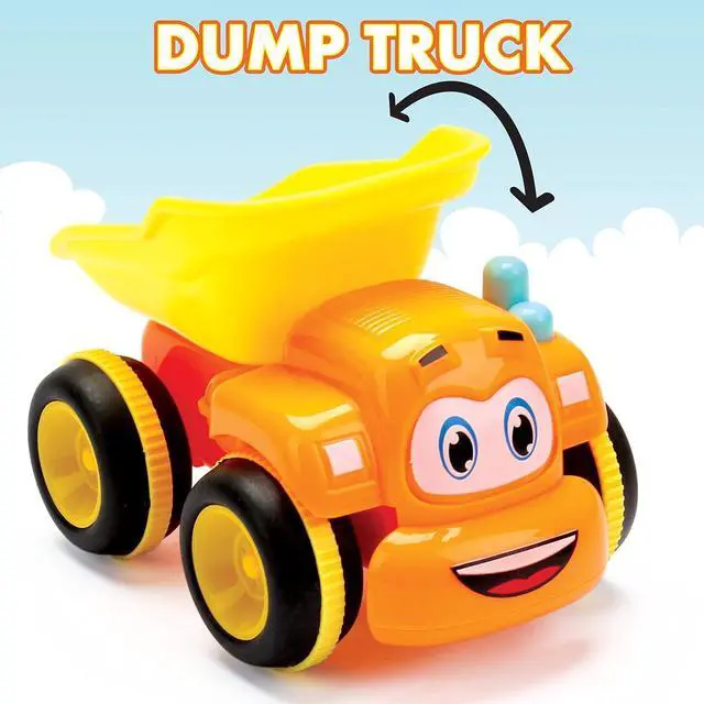 Alt view image 3 of 7 - Toys for 3 Year Old Boy - 3 Friction Powered Trucks for 3+ Year Old Boys, Playmat & 16 Accessories, Push & Go Cars Cartoon Construction Vehicle Set - Toddler Boys Toys & Toy Trucks, Toddler Toys
