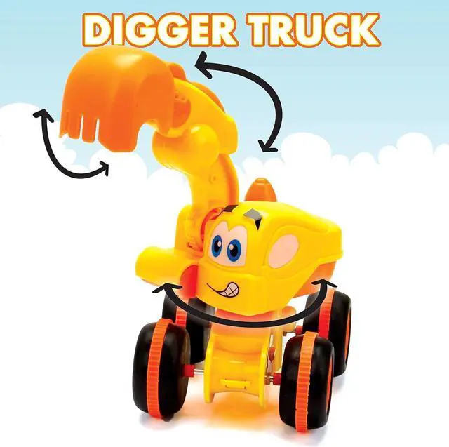 Alt view image 4 of 7 - Toys for 3 Year Old Boy - 3 Friction Powered Trucks for 3+ Year Old Boys, Playmat & 16 Accessories, Push & Go Cars Cartoon Construction Vehicle Set - Toddler Boys Toys & Toy Trucks, Toddler Toys