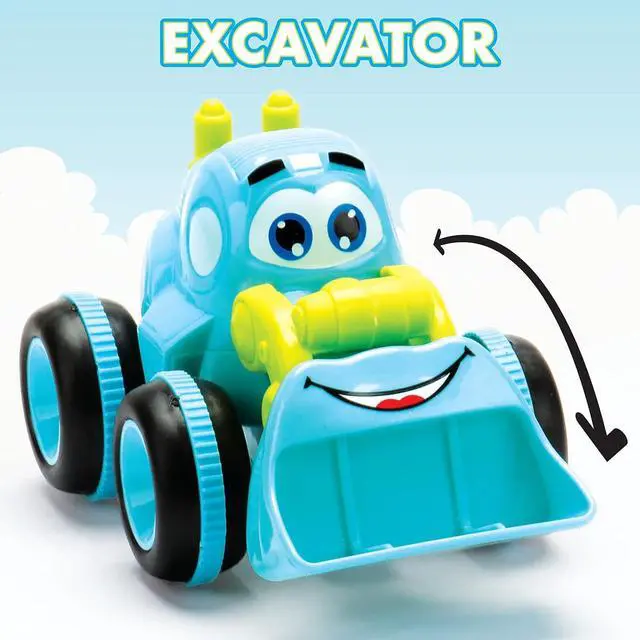 Alt view image 3 of 7 - Toys for 3 Year Old Boy - 4 Friction Powered Trucks for 3+ Year Old Boys, Playmat & 16 Accessories, Push & Go Cars Cartoon Construction Vehicle Set - Toddler Boys Toys & Toy Trucks, Toddler Toys