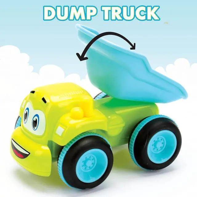 Alt view image 4 of 7 - Toys for 3 Year Old Boy - 4 Friction Powered Trucks for 3+ Year Old Boys, Playmat & 16 Accessories, Push & Go Cars Cartoon Construction Vehicle Set - Toddler Boys Toys & Toy Trucks, Toddler Toys